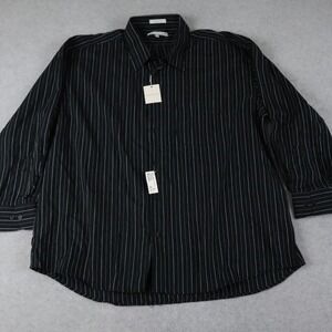 Assante‎ Shirt Mens 19-4/5 Big Pocket Button Up Black Striped Long Sleeve NWT